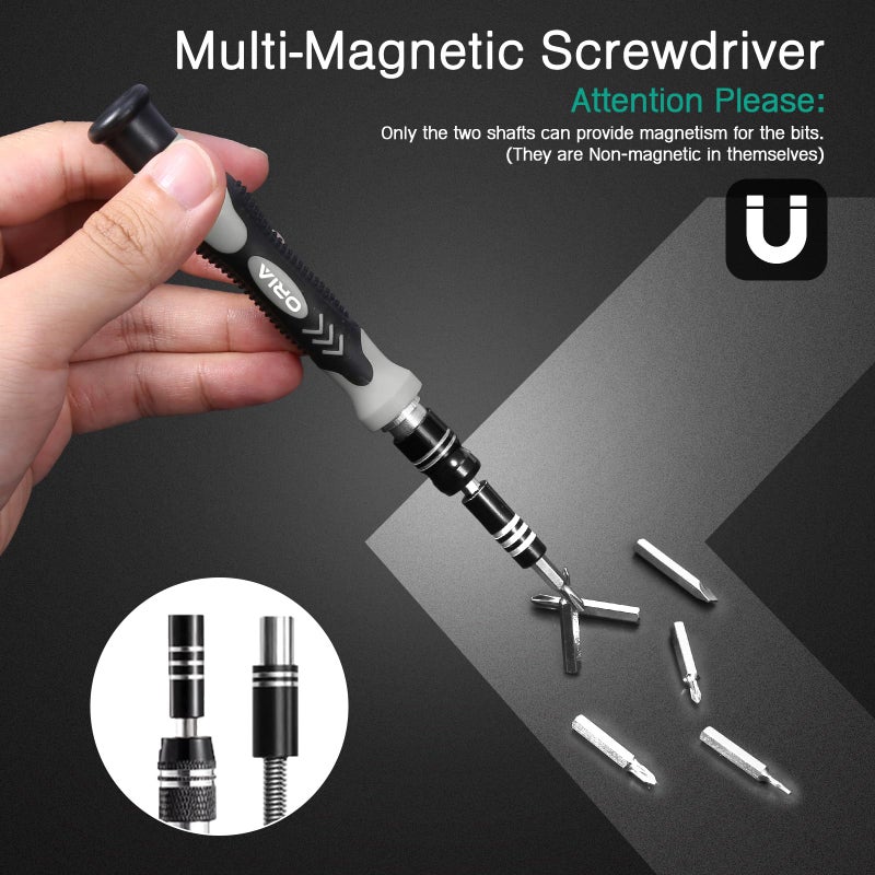 ORIA 61 in 1 Precision Screwdriver Set with 57 Bits, Magnetic Screwdriver Kit, Portable Repair Tool Kit for Smartphone, PC, Watch, Toys - Includes Extension and Flexible Rod, Black - Image 3